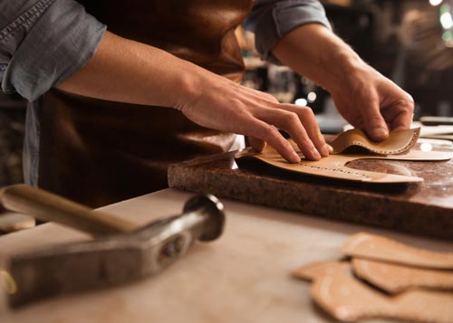 hands on leather work table